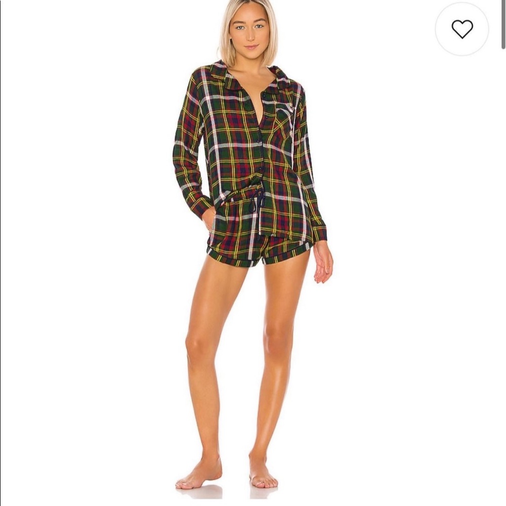 Plush: Ultra soft Plaid PJ set in Green multi
